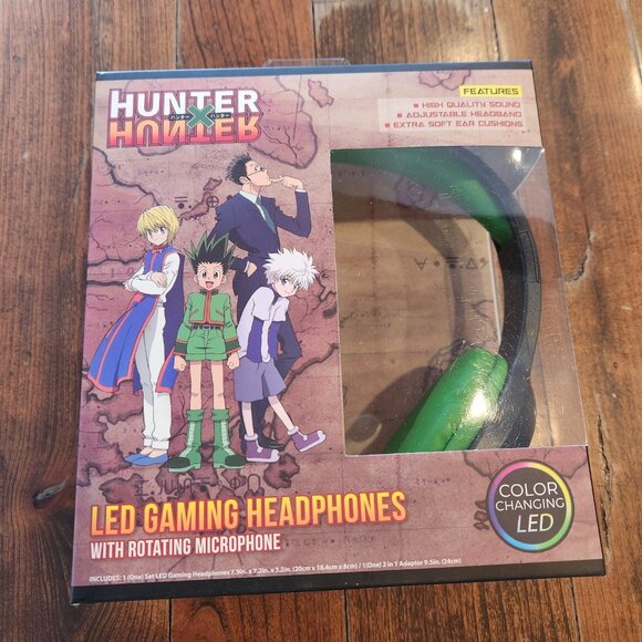 HUNTER X HUNTER LED Gaming Headphones Color Changing W/Mic HP-1205-HUNTER-GREEN - Picture 1 of 6